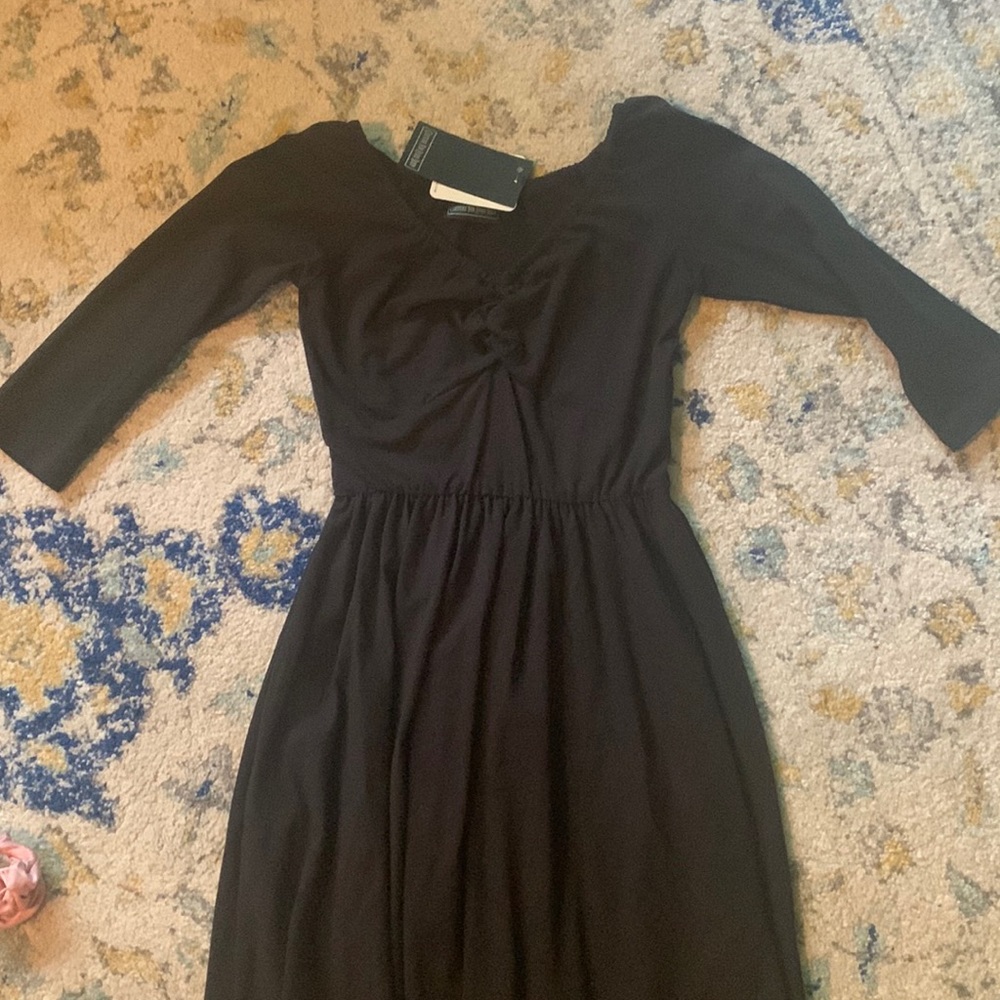 KAYLA SWING DRESS IN SOLID BLACK COTTON KNIT